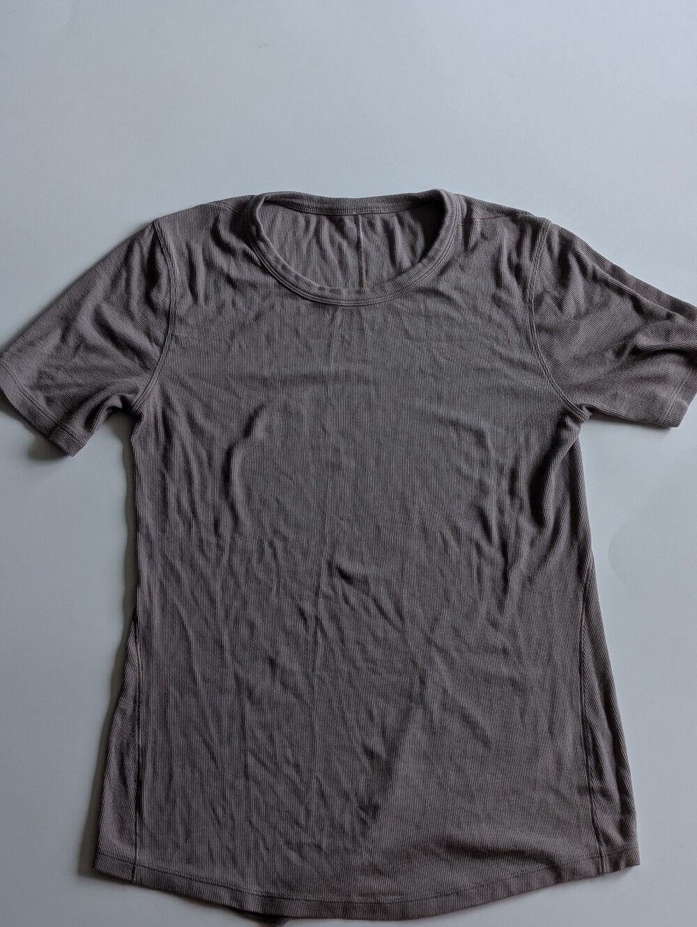 Lululemon Hold Tight Ribbed Short Sleeve Tee Gray Green Taupe Size 6